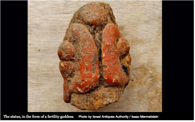 Ancient Levant fertility goddess figurine credited to the Israel Antiquities Authority and Yitzhak Mermelstein.