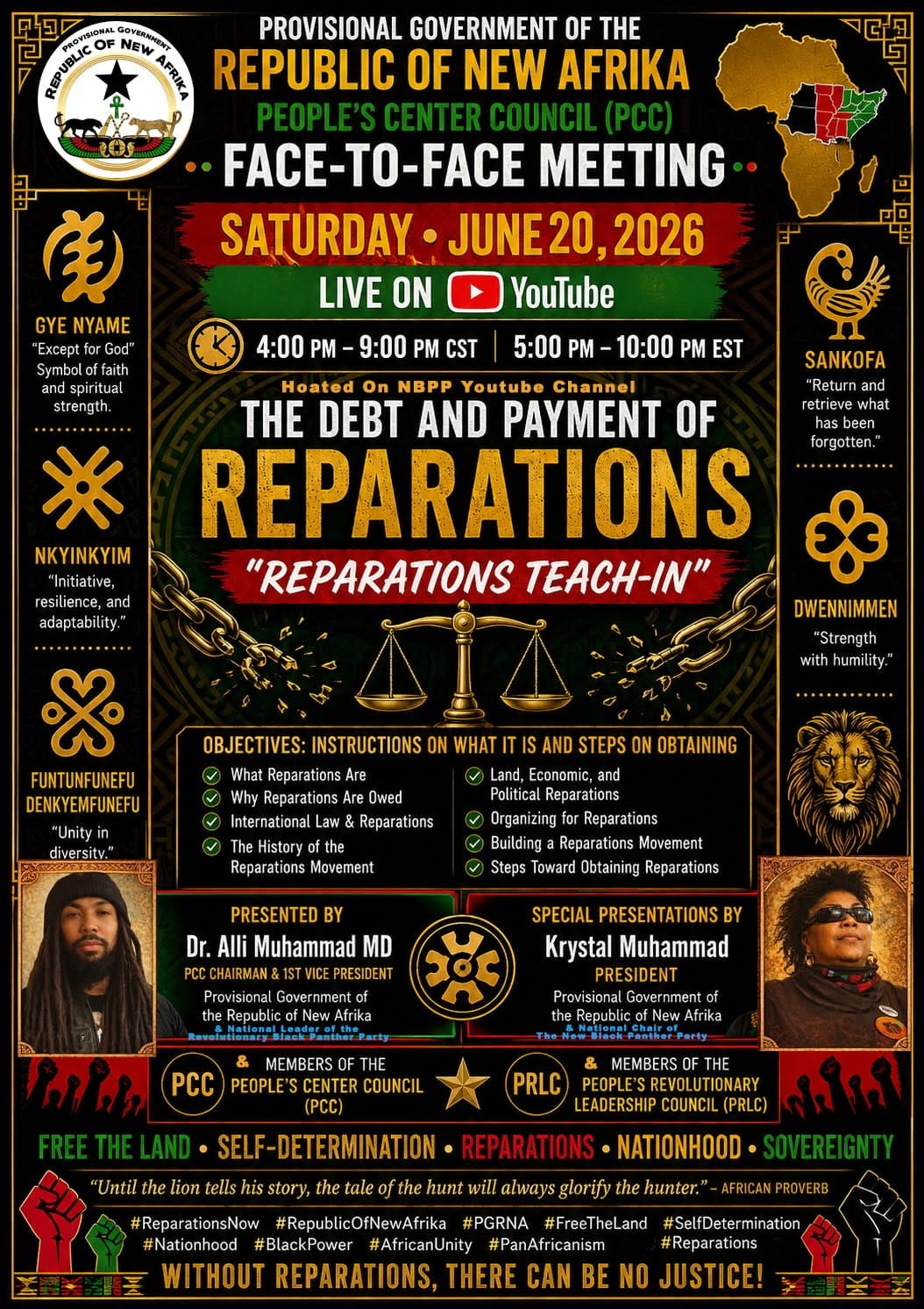 Republic of New Afrika reparations teach-in flyer